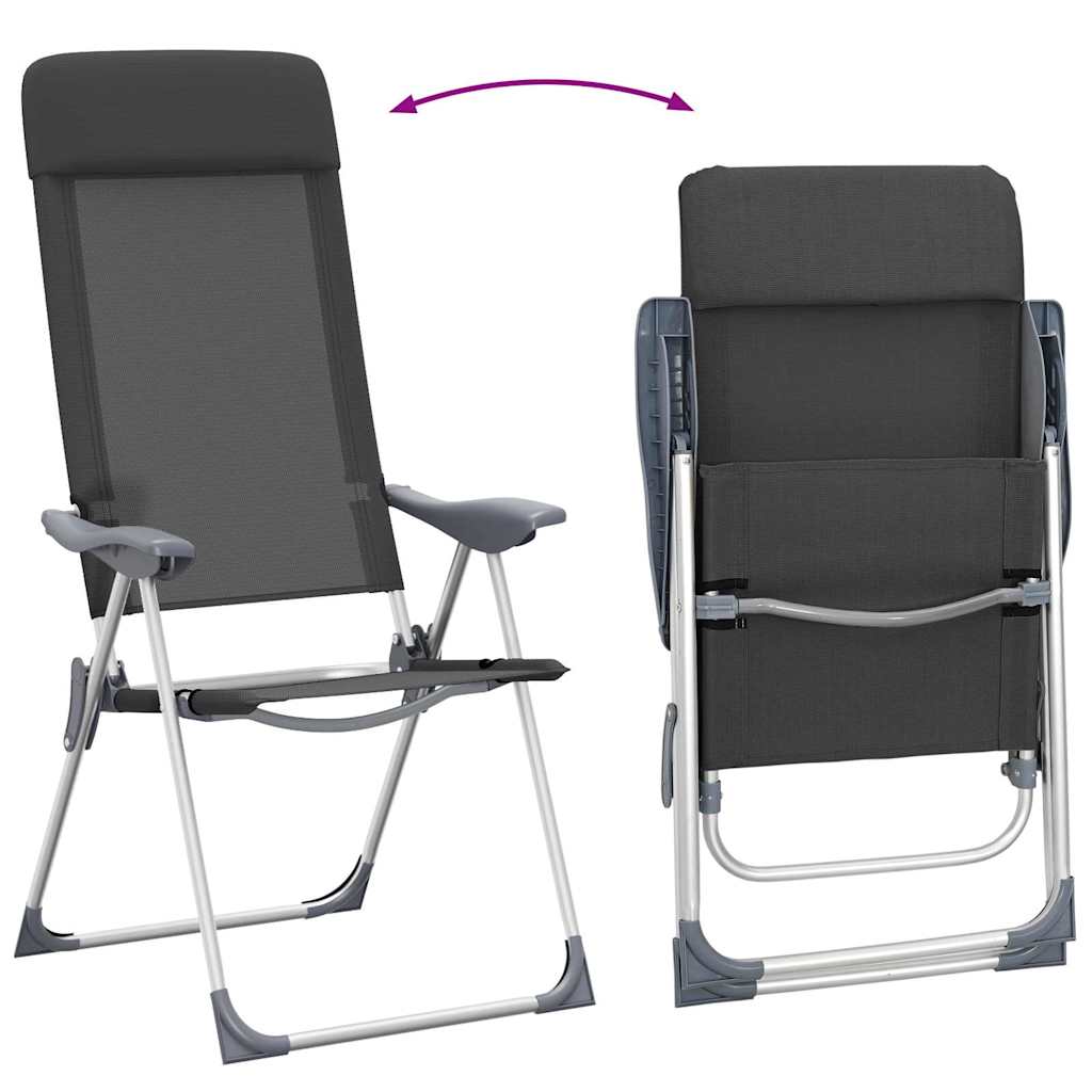 Campingstoelen inklapbaar aluminium zwart 2 st is nu te koop bij PeponiXL, paradijselijk wonen!