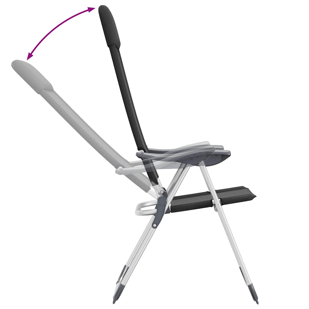 Campingstoelen inklapbaar aluminium zwart 2 st is nu te koop bij PeponiXL, paradijselijk wonen!
