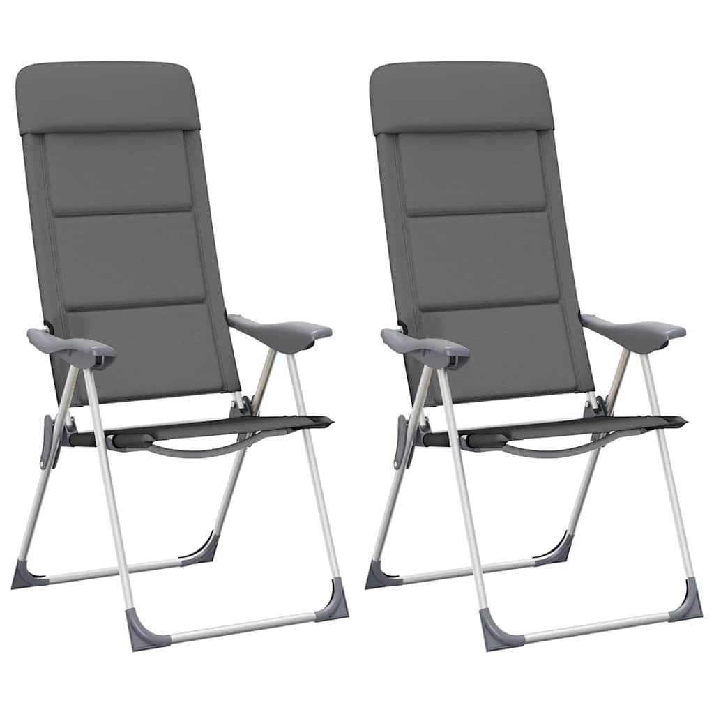Campingstoelen 58x69x111 cm aluminium grijs 2 st is nu te koop bij PeponiXL, paradijselijk wonen!