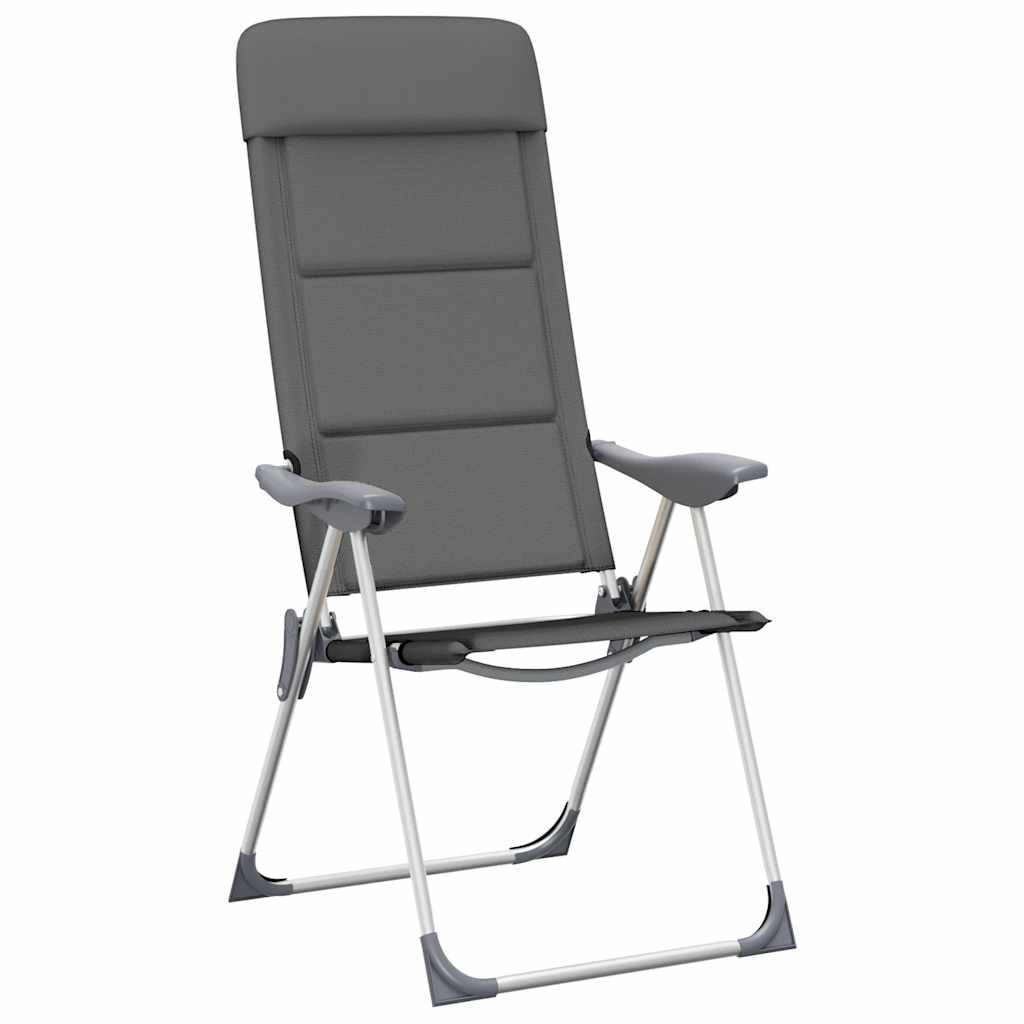 Campingstoelen 58x69x111 cm aluminium grijs 2 st is nu te koop bij PeponiXL, paradijselijk wonen!