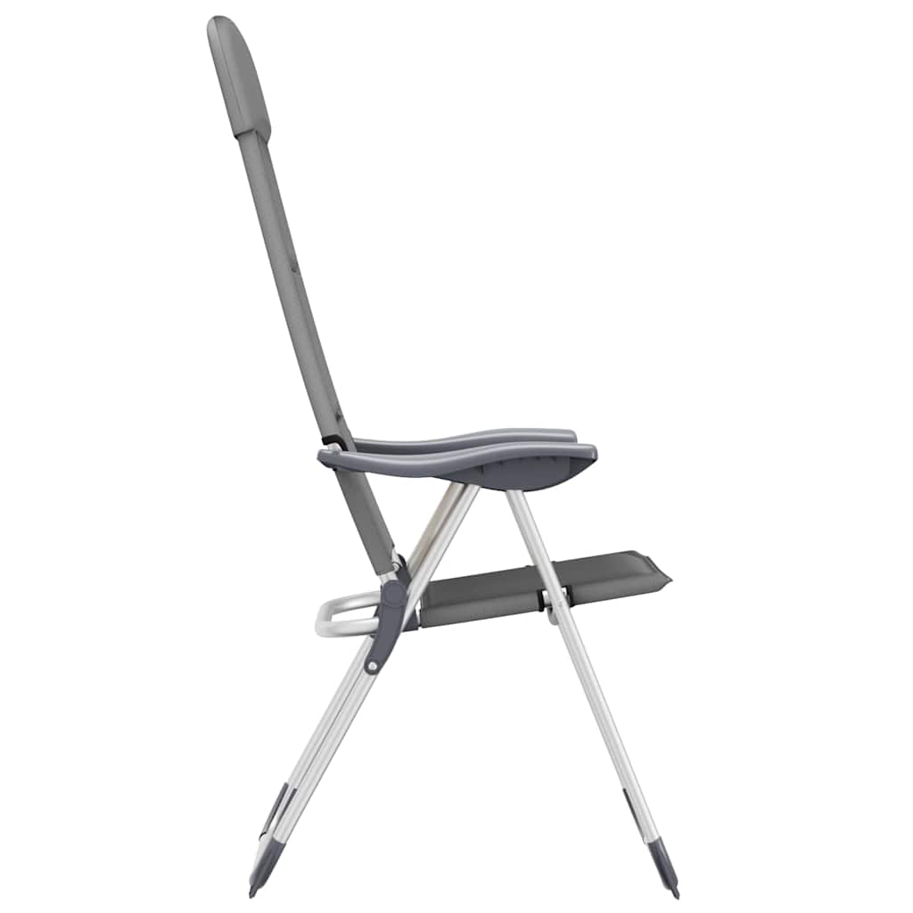 Campingstoelen 58x69x111 cm aluminium grijs 2 st is nu te koop bij PeponiXL, paradijselijk wonen!