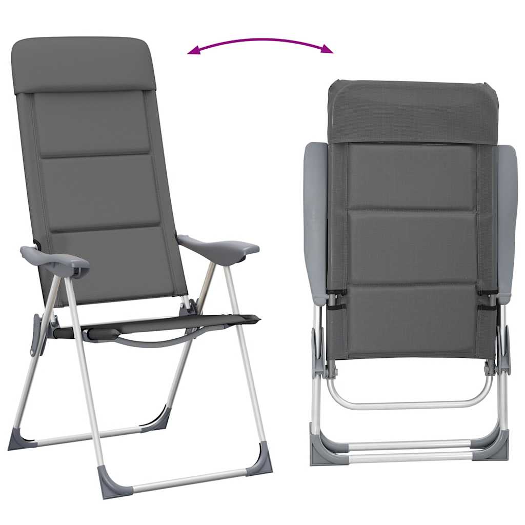 Campingstoelen 58x69x111 cm aluminium grijs 2 st is nu te koop bij PeponiXL, paradijselijk wonen!