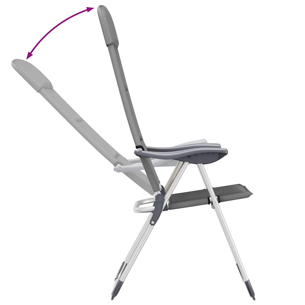 Campingstoelen 58x69x111 cm aluminium grijs 2 st is nu te koop bij PeponiXL, paradijselijk wonen!