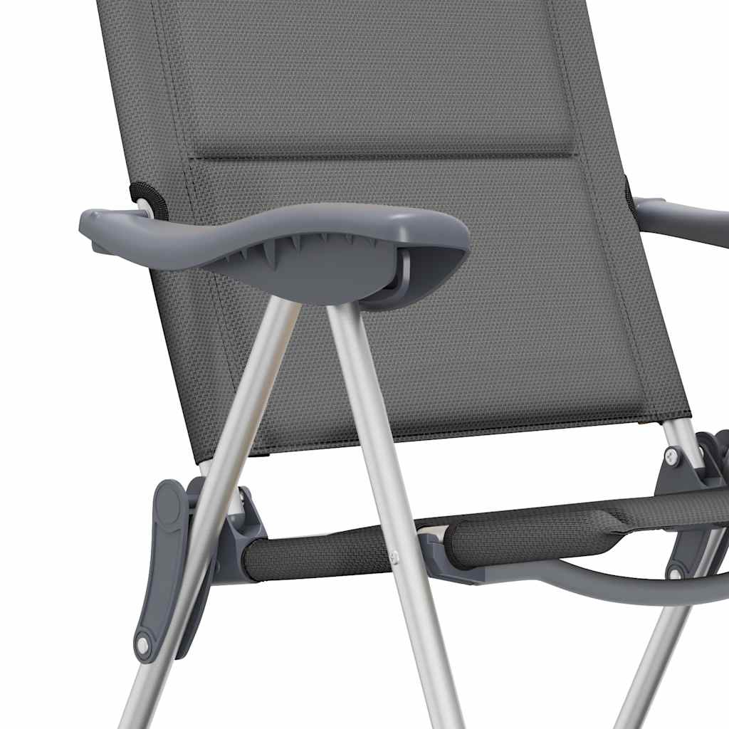 Campingstoelen 58x69x111 cm aluminium grijs 2 st is nu te koop bij PeponiXL, paradijselijk wonen!