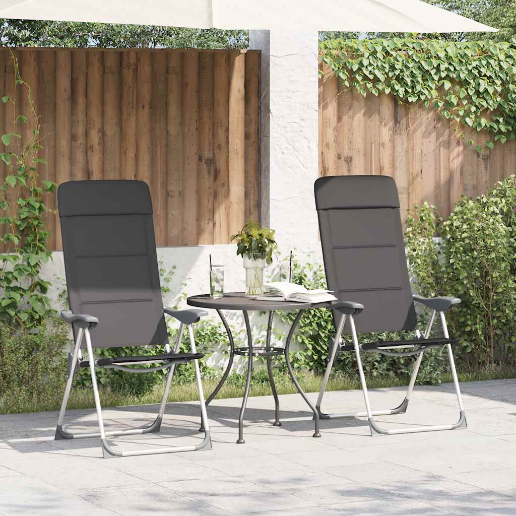 Campingstoelen 58x69x111 cm aluminium grijs 2 st is nu te koop bij PeponiXL, paradijselijk wonen!