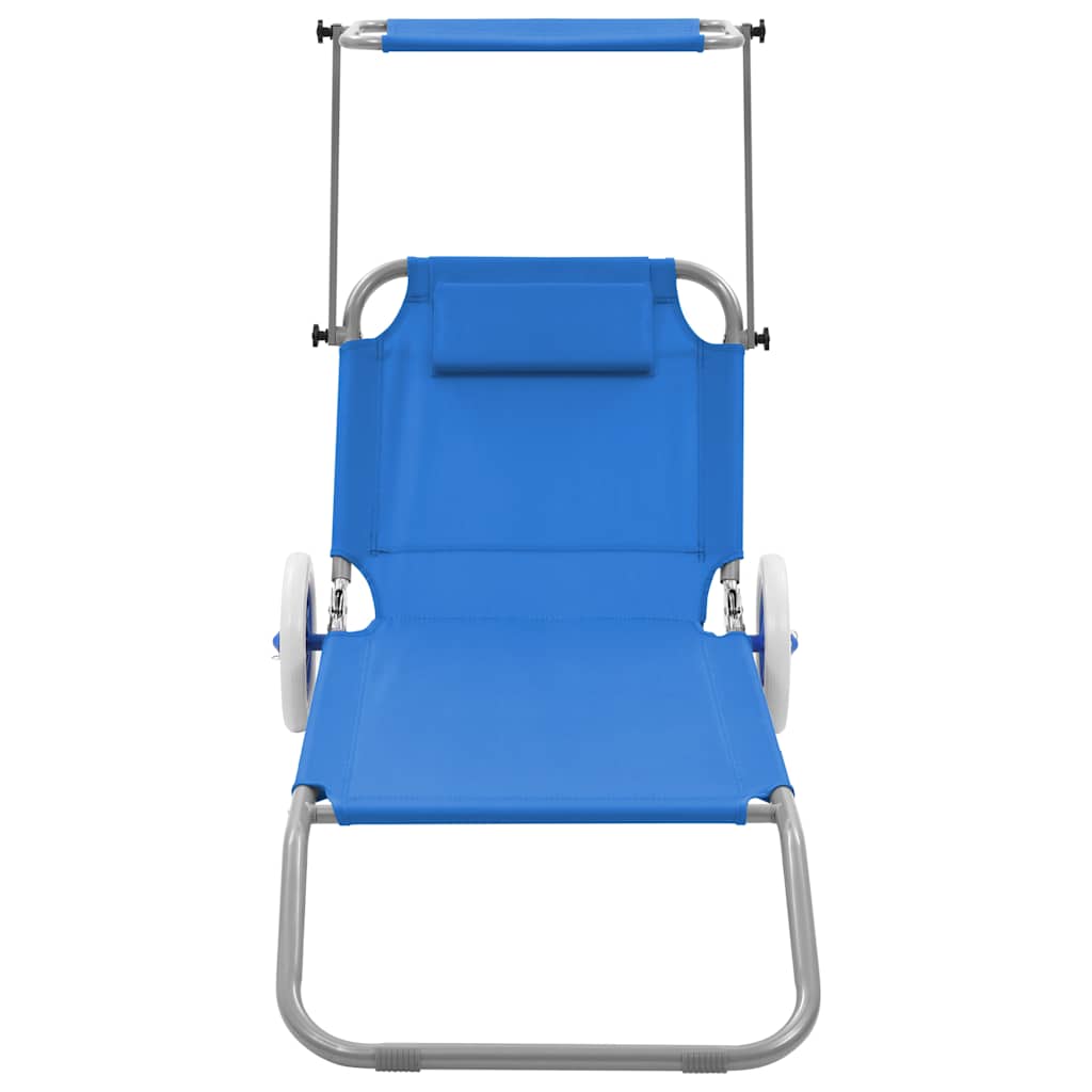 Ligbed met luifel en wieltjes inklapbaar staal blauw is nu te koop bij PeponiXL, paradijselijk wonen!