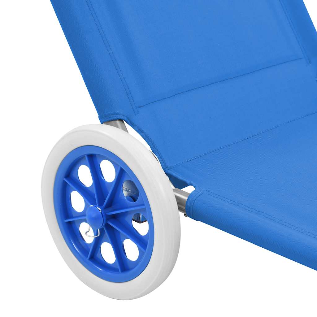 Ligbed met luifel en wieltjes inklapbaar staal blauw is nu te koop bij PeponiXL, paradijselijk wonen!