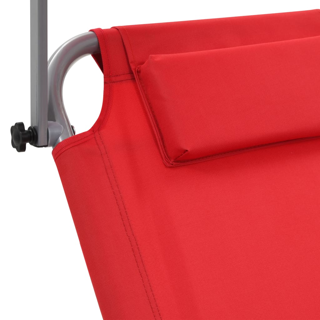 Ligbed met luifel en wieltjes inklapbaar staal rood is nu te koop bij PeponiXL, paradijselijk wonen!