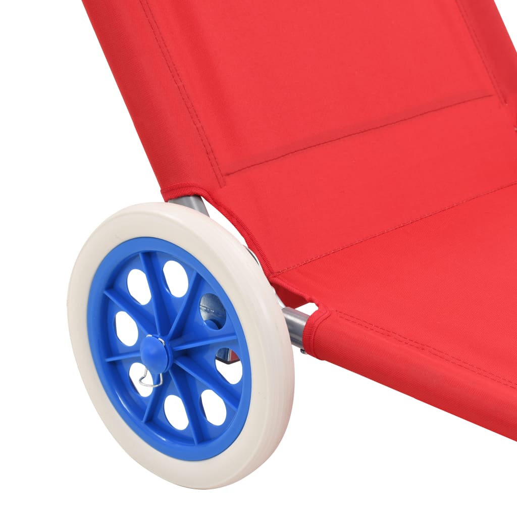 Ligbed met luifel en wieltjes inklapbaar staal rood is nu te koop bij PeponiXL, paradijselijk wonen!