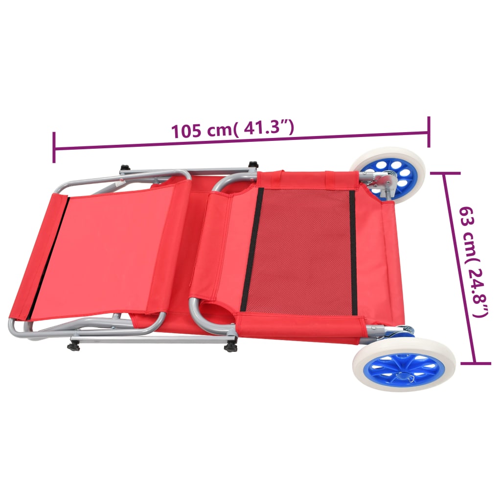 Ligbed met luifel en wieltjes inklapbaar staal rood is nu te koop bij PeponiXL, paradijselijk wonen!