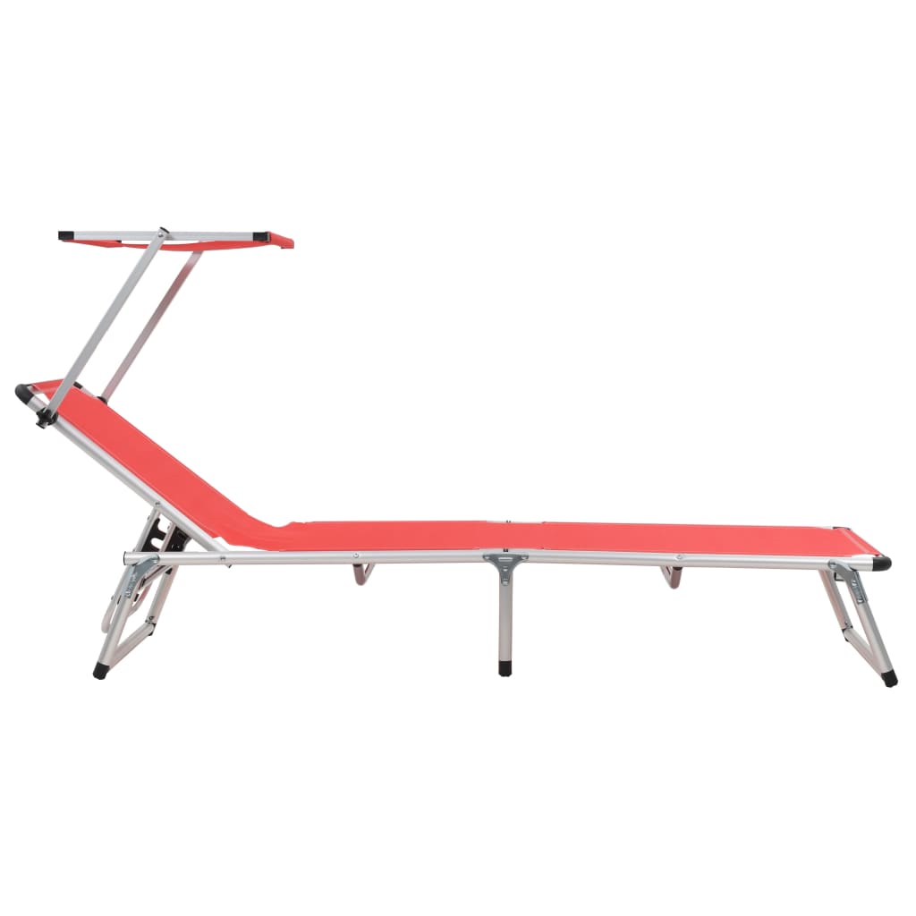 Ligbed inklapbaar met dak aluminium en textileen rood is nu te koop bij PeponiXL, paradijselijk wonen!