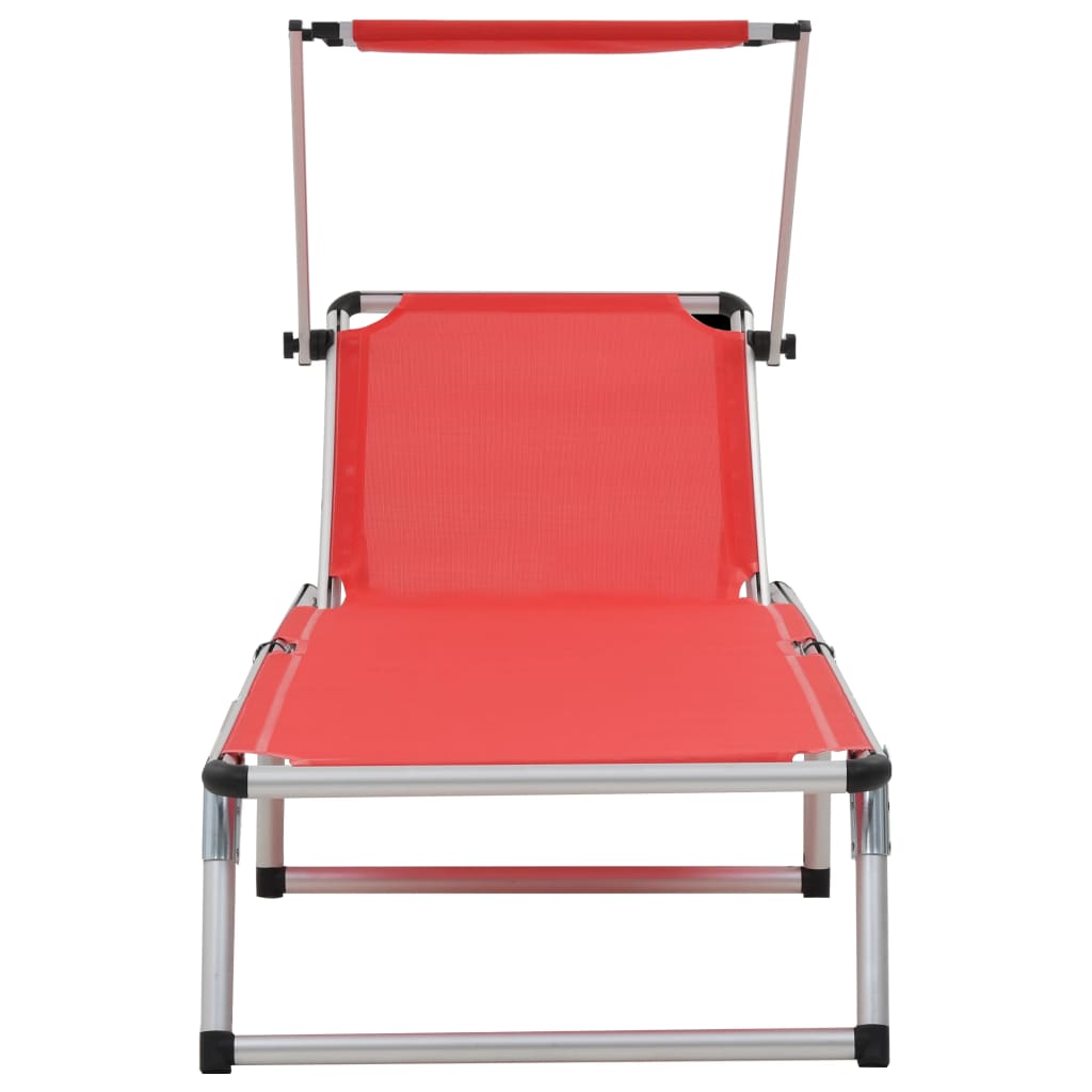 Ligbed inklapbaar met dak aluminium en textileen rood is nu te koop bij PeponiXL, paradijselijk wonen!