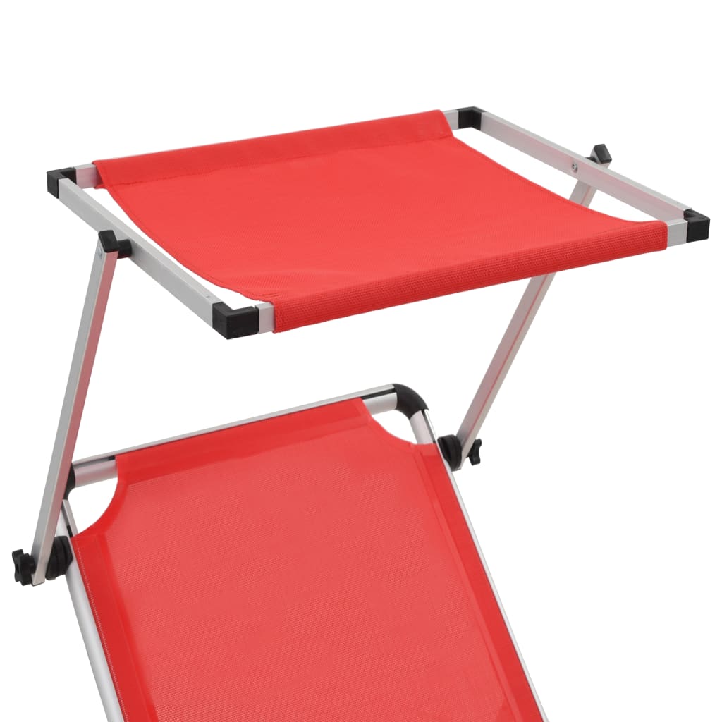 Ligbed inklapbaar met dak aluminium en textileen rood is nu te koop bij PeponiXL, paradijselijk wonen!