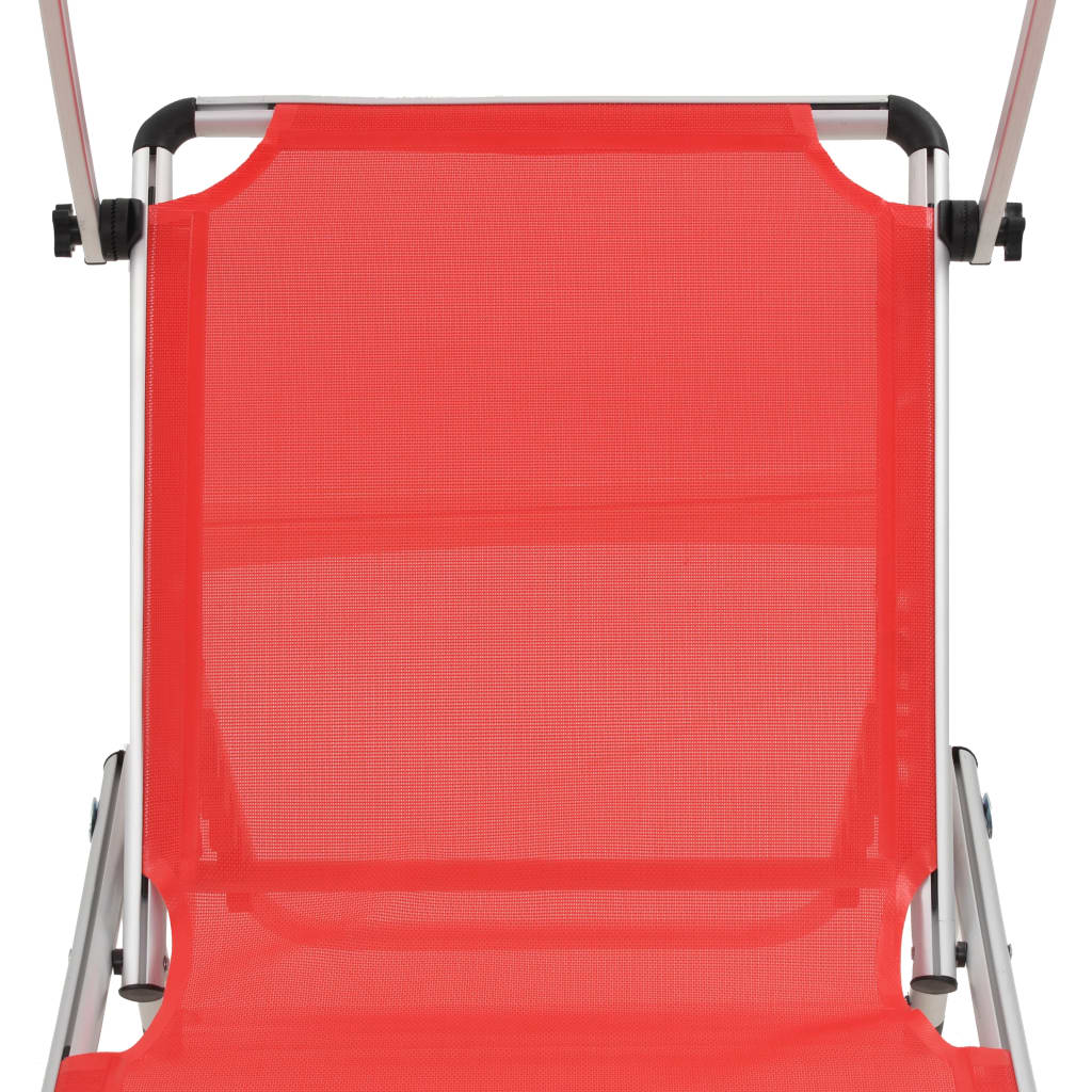 Ligbed inklapbaar met dak aluminium en textileen rood is nu te koop bij PeponiXL, paradijselijk wonen!