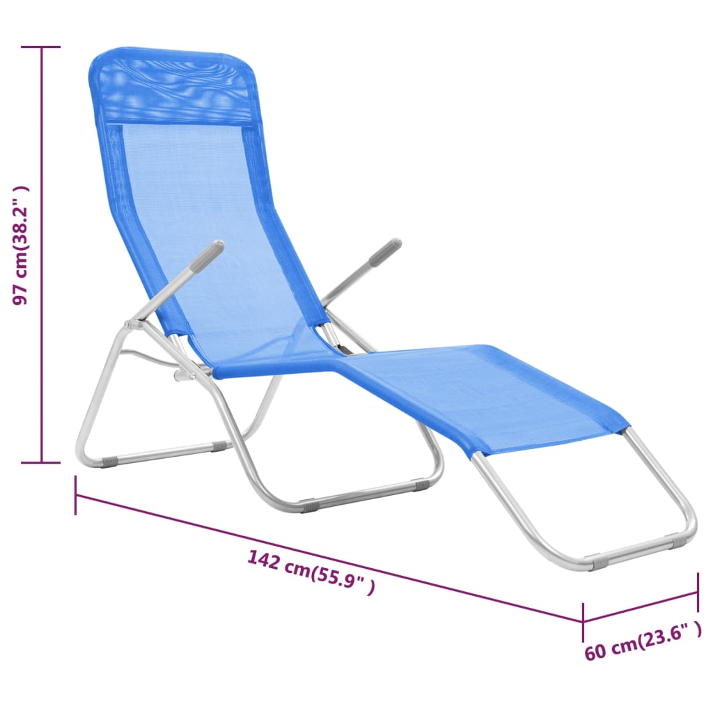 Ligbedden inklapbaar 2 st textileen blauw is nu te koop bij PeponiXL, paradijselijk wonen!
