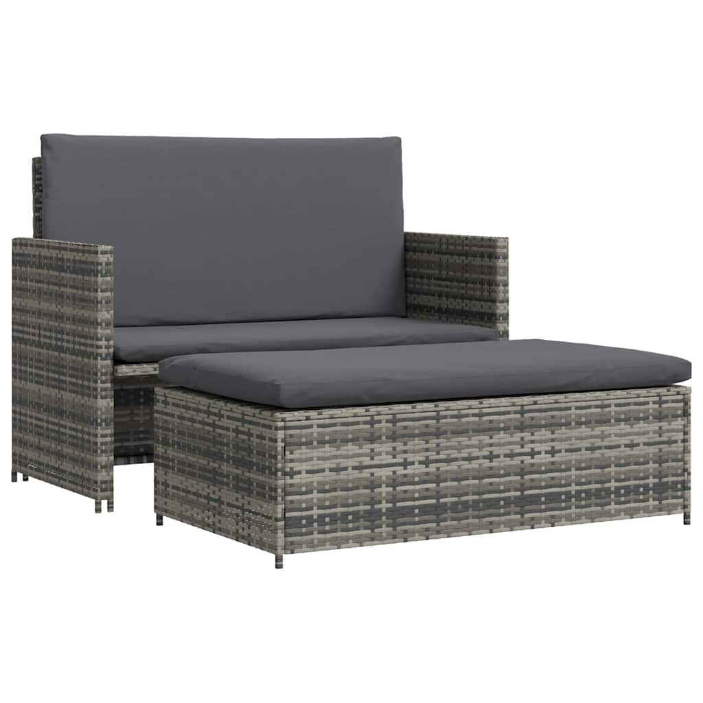 2-delige Loungeset met kussens poly rattan grijs is nu te koop bij PeponiXL, paradijselijk wonen!