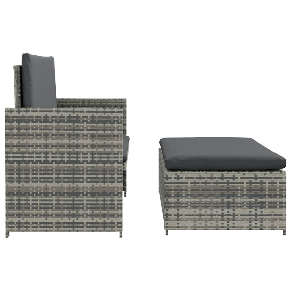 2-delige Loungeset met kussens poly rattan grijs is nu te koop bij PeponiXL, paradijselijk wonen!