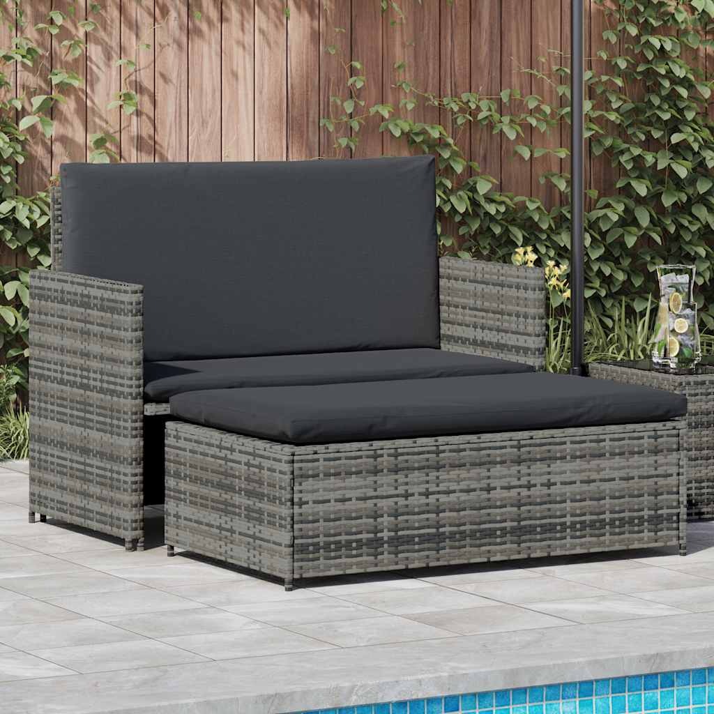 2-delige Loungeset met kussens poly rattan grijs is nu te koop bij PeponiXL, paradijselijk wonen!
