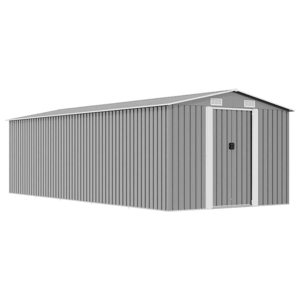 Tuinschuur 257x580x181 cm metaal grijs is nu te koop bij PeponiXL, paradijselijk wonen!