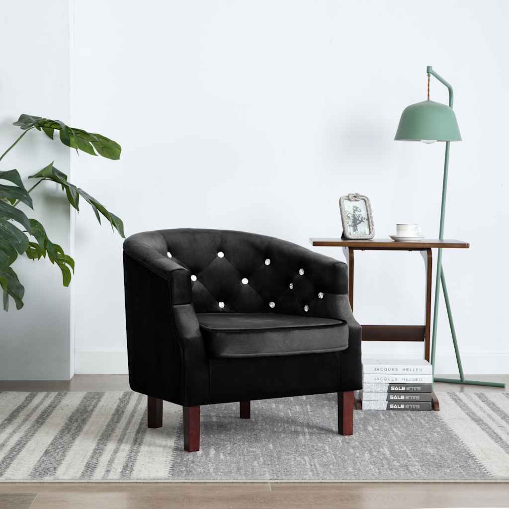 Fauteuil fluweel zwart is nu te koop bij PeponiXL, paradijselijk wonen!
