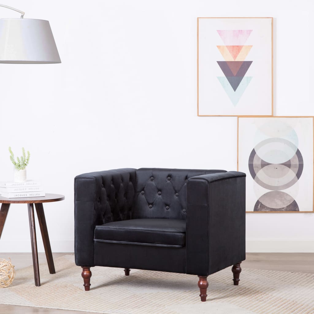 Fauteuil fluweel zwart is nu te koop bij PeponiXL, paradijselijk wonen!