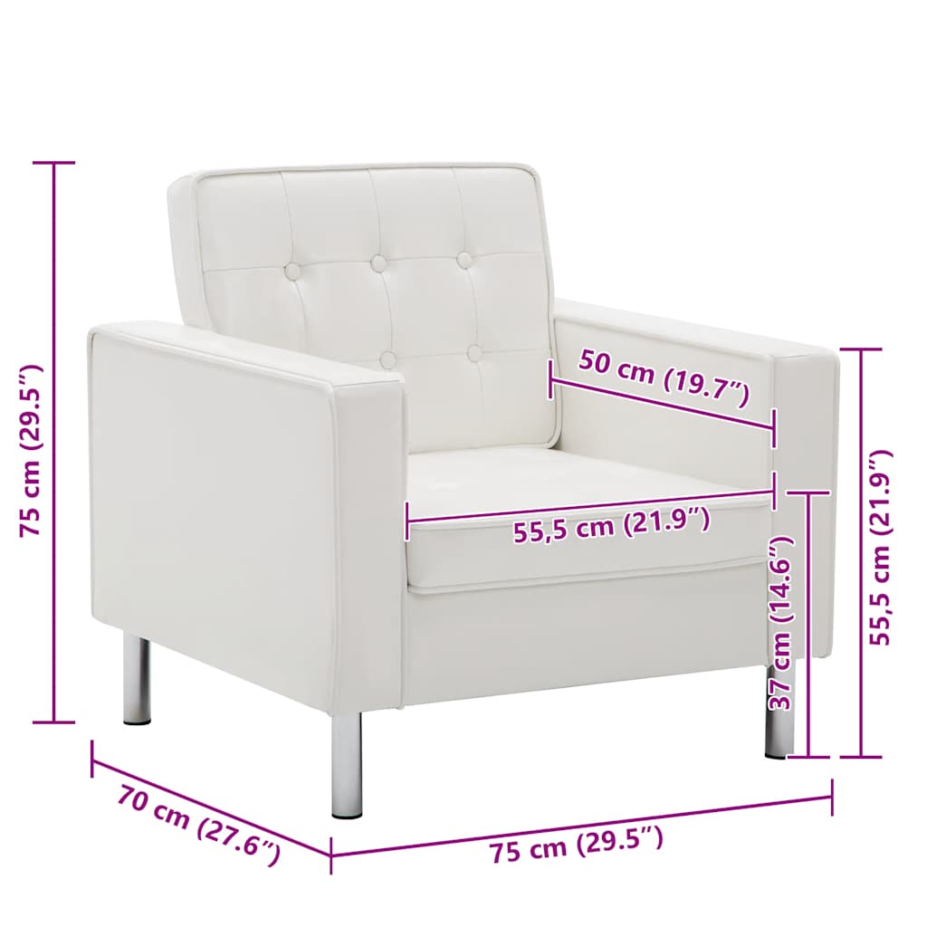 Fauteuil Wit 75x70x75 cm Kunstleer is nu te koop bij PeponiXL, paradijselijk wonen!