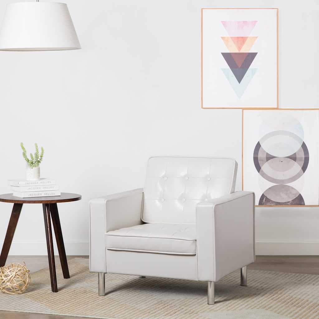 Fauteuil Wit 75x70x75 cm Kunstleer is nu te koop bij PeponiXL, paradijselijk wonen!