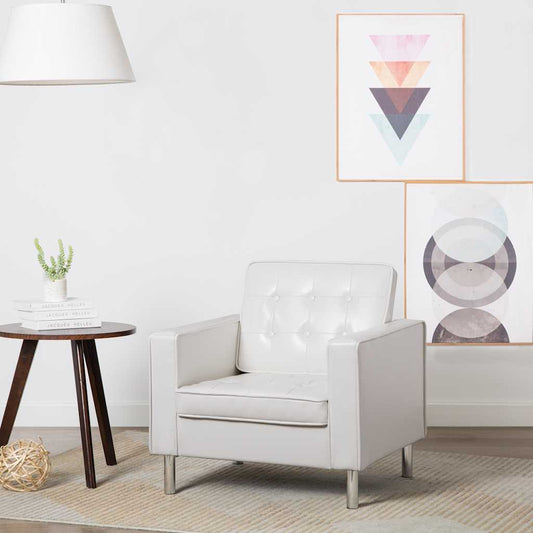Fauteuil Wit 75x70x75 cm Kunstleer is nu te koop bij PeponiXL, paradijselijk wonen!