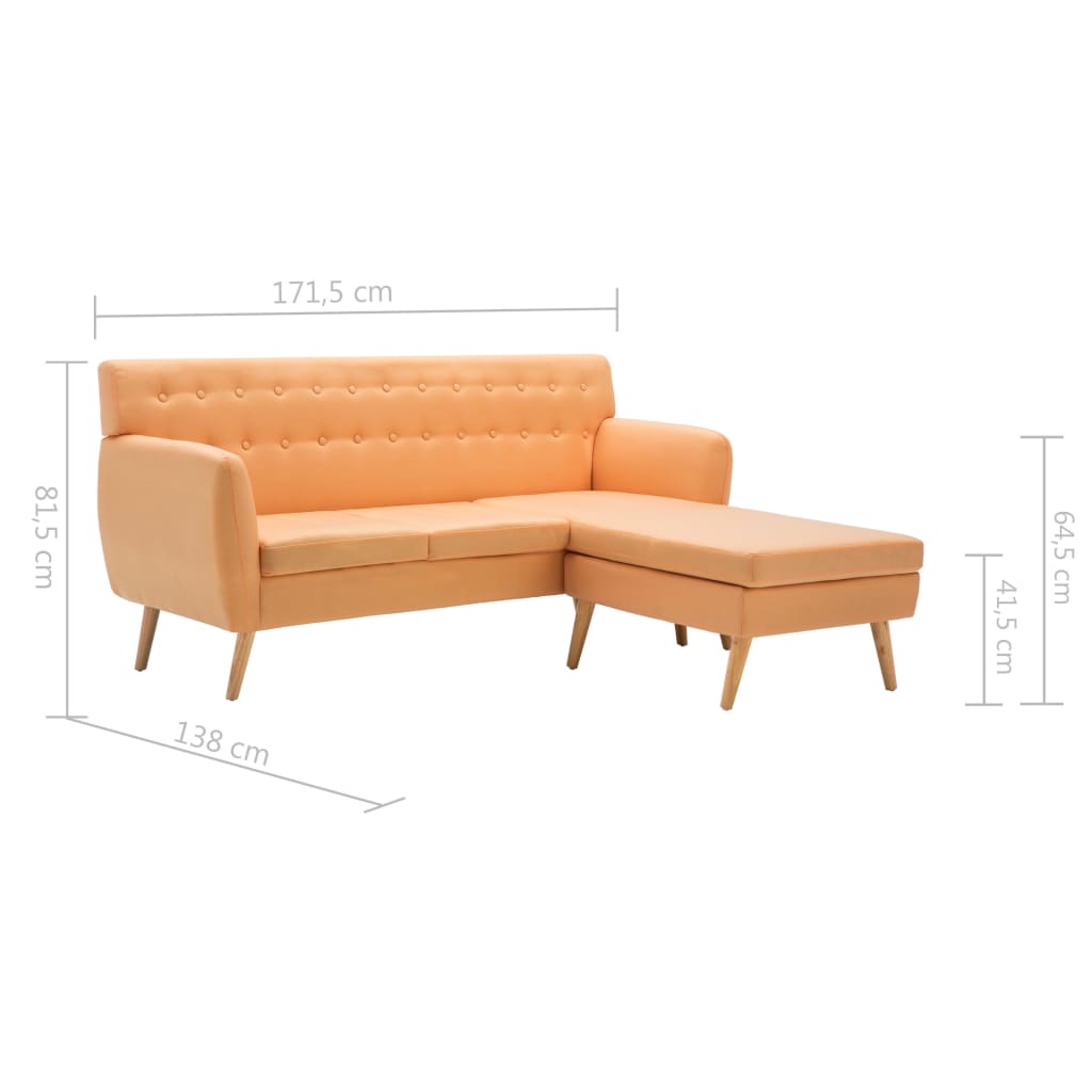 Bank L-vormig 171,5x138x81,5 cm stof oranje is nu te koop bij PeponiXL, paradijselijk wonen!