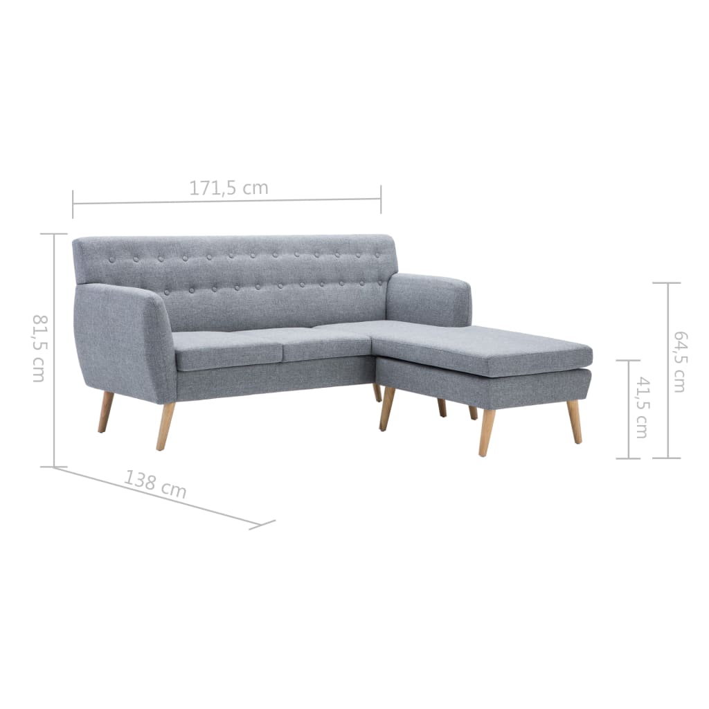 Bank L-vormig 171,5x138x81,5 cm stoffen bekleding lichtgrijs is nu te koop bij PeponiXL, paradijselijk wonen!