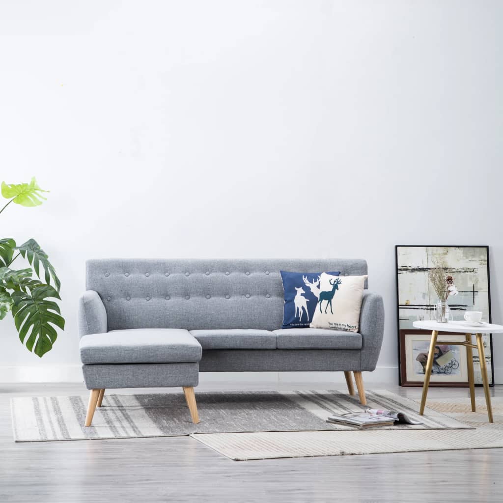 Bank L-vormig 171,5x138x81,5 cm stoffen bekleding lichtgrijs is nu te koop bij PeponiXL, paradijselijk wonen!