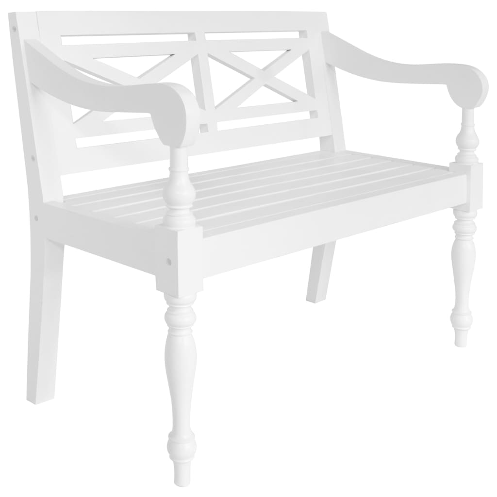 Bank Batavia 98 cm massief mahoniehout wit is nu te koop bij PeponiXL, paradijselijk wonen!