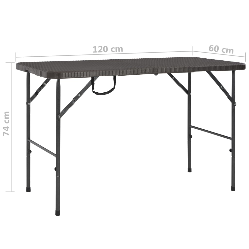Tuintafel inklapbaar rattan look 120x60x74 cm HDPE bruin is nu te koop bij PeponiXL, paradijselijk wonen!