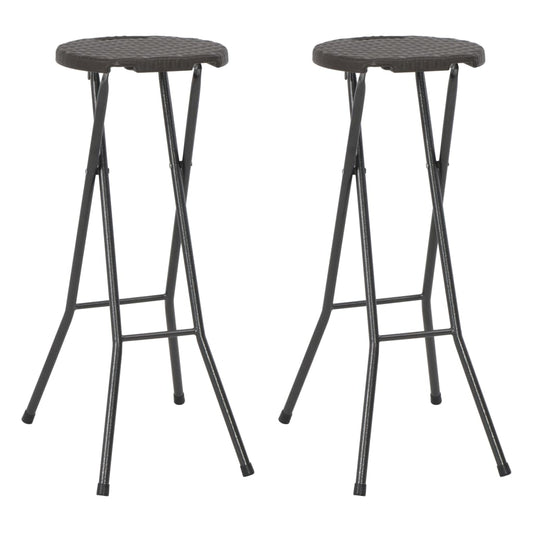 Barkrukken inklapbaar 2 st rattan look HDPE en staal bruin is nu te koop bij PeponiXL, paradijselijk wonen!
