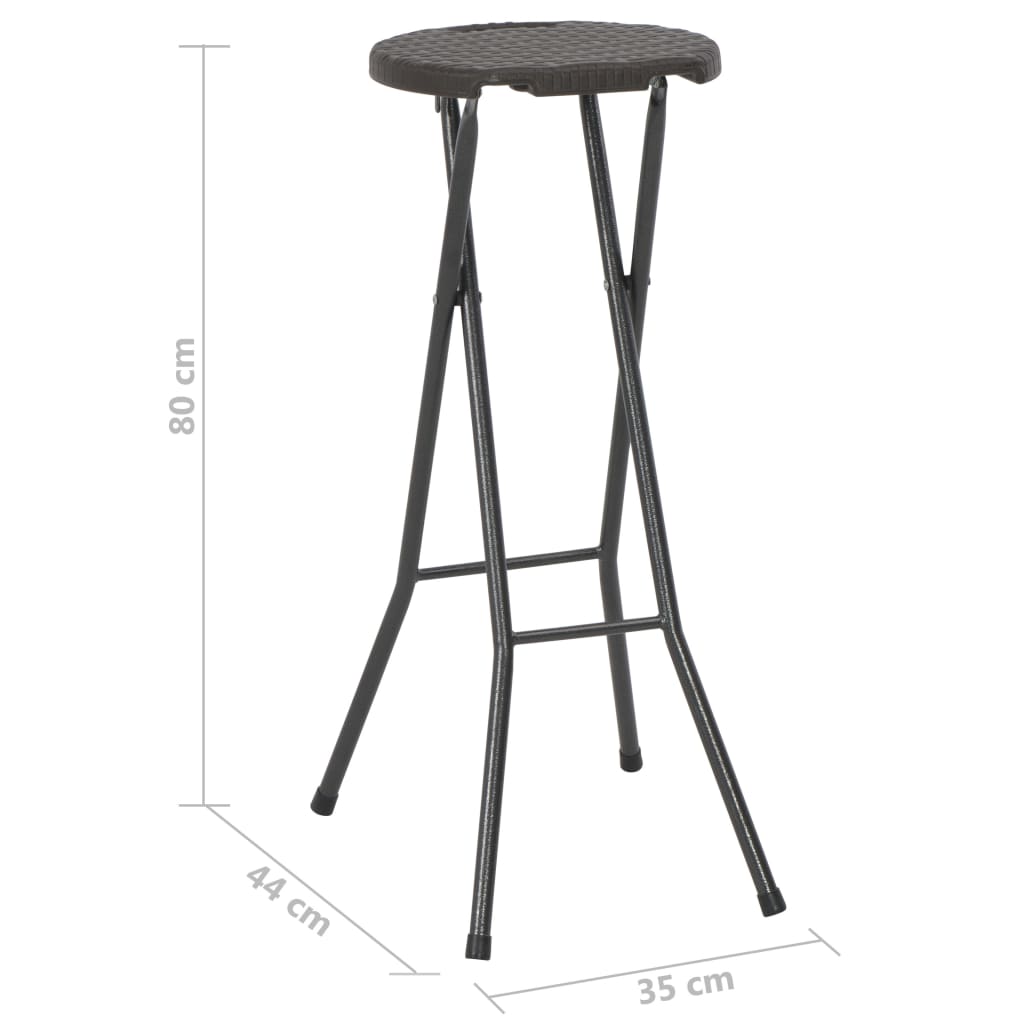 Barkrukken inklapbaar 2 st rattan look HDPE en staal bruin is nu te koop bij PeponiXL, paradijselijk wonen!