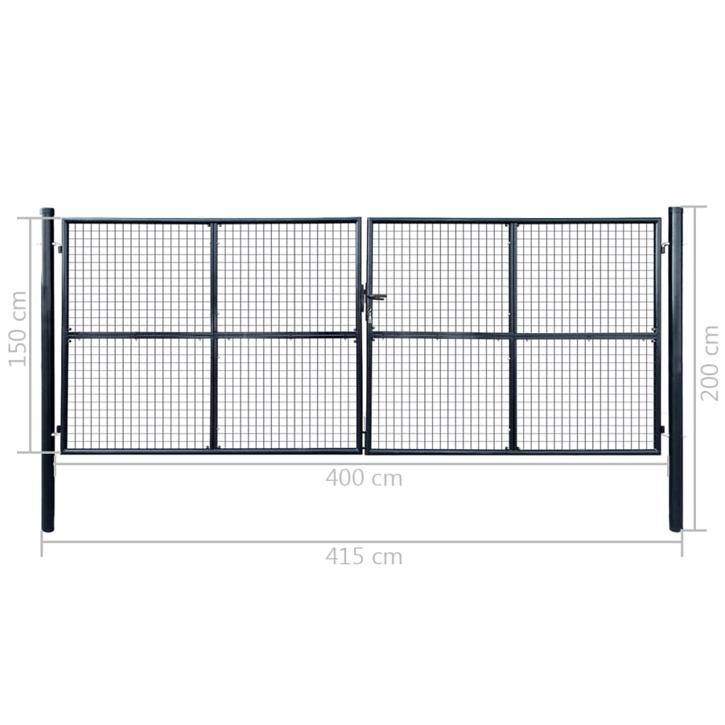 Tuinhek van gaas gegalvaniseerd staal 400x150 cm grijs is nu te koop bij PeponiXL, paradijselijk wonen!