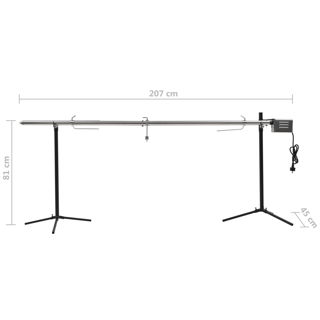 Automatische barbecue met motor 207x45x81 cm roestvrij staal is nu te koop bij PeponiXL, paradijselijk wonen!
