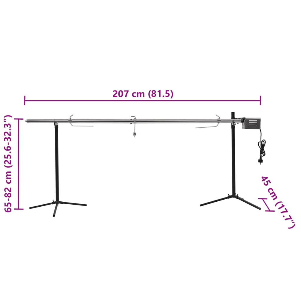 Automatische barbecue met motor 207x45x81 cm roestvrij staal is nu te koop bij PeponiXL, paradijselijk wonen!