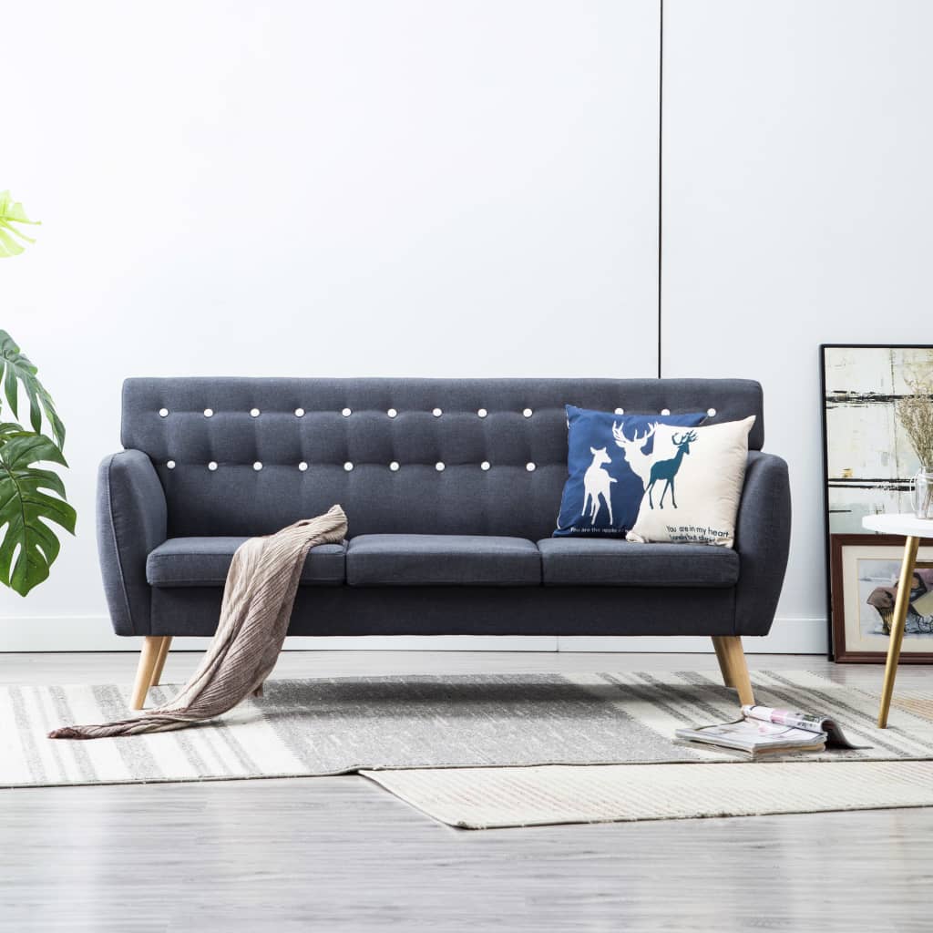 Driezitsbank 172x70x82 cm stof donkergrijs is nu te koop bij PeponiXL, paradijselijk wonen!