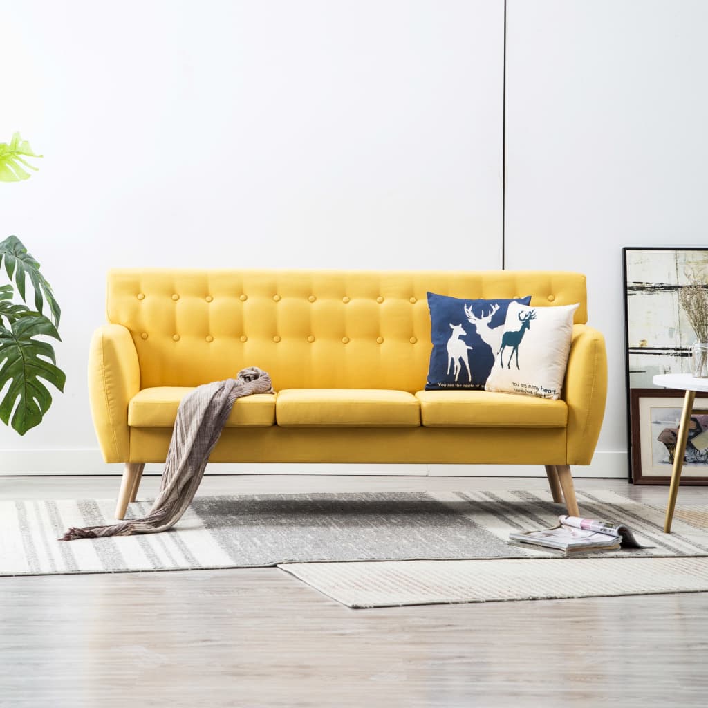 Driezitsbank 172x70x82 cm stof geel is nu te koop bij PeponiXL, paradijselijk wonen!