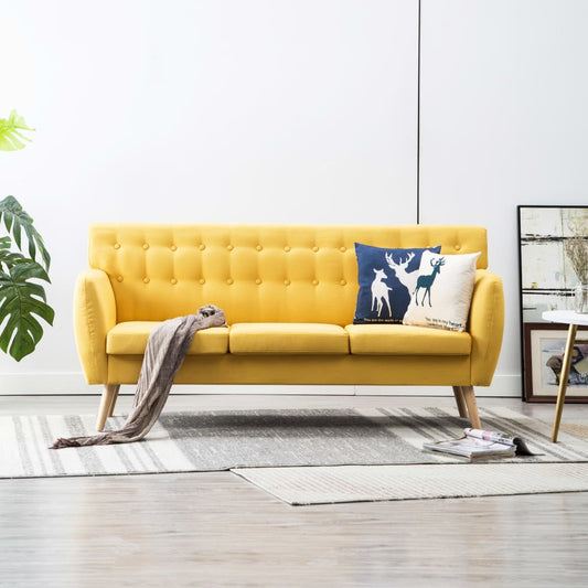 Driezitsbank 172x70x82 cm stof geel is nu te koop bij PeponiXL, paradijselijk wonen!