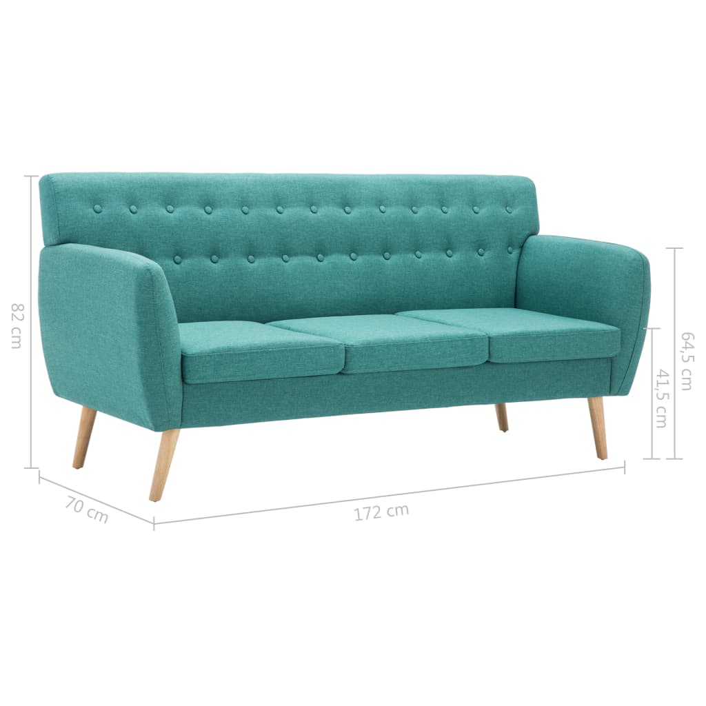 Driezitsbank 172x70x82 cm stof groen is nu te koop bij PeponiXL, paradijselijk wonen!