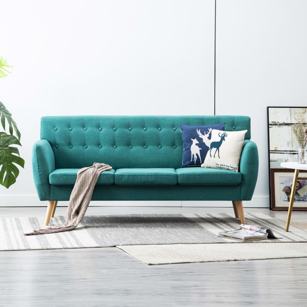 Driezitsbank 172x70x82 cm stof groen is nu te koop bij PeponiXL, paradijselijk wonen!