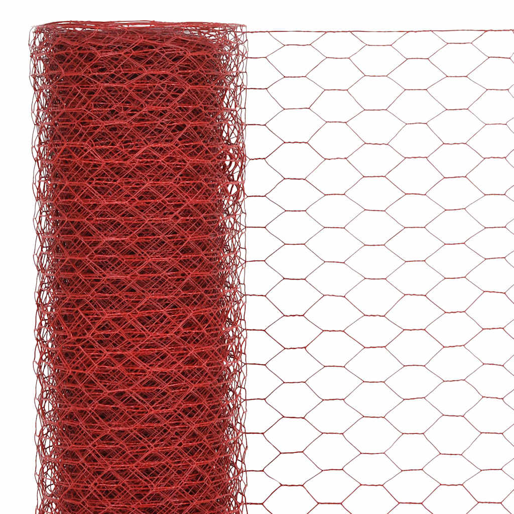 Kippengaas 25x1 m staal met PVC coating rood is nu te koop bij PeponiXL, paradijselijk wonen!