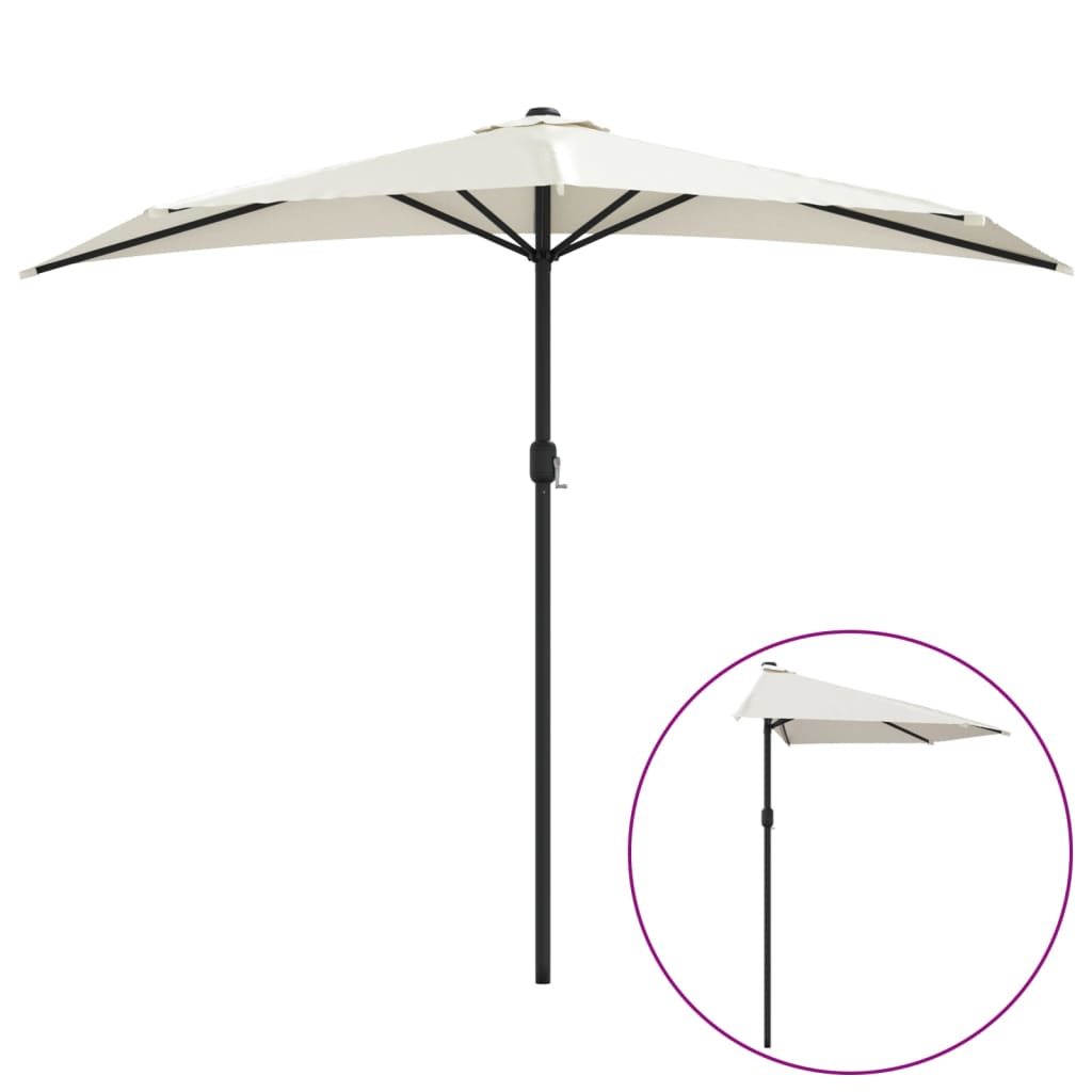 Balkonparasol half met aluminium paal 270x144 cm zandkleurig