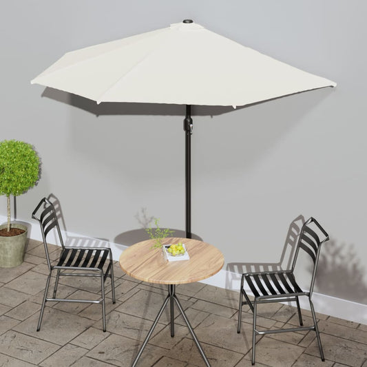 Balkonparasol half met aluminium paal 270x144 cm zandkleurig is nu te koop bij PeponiXL, paradijselijk wonen!