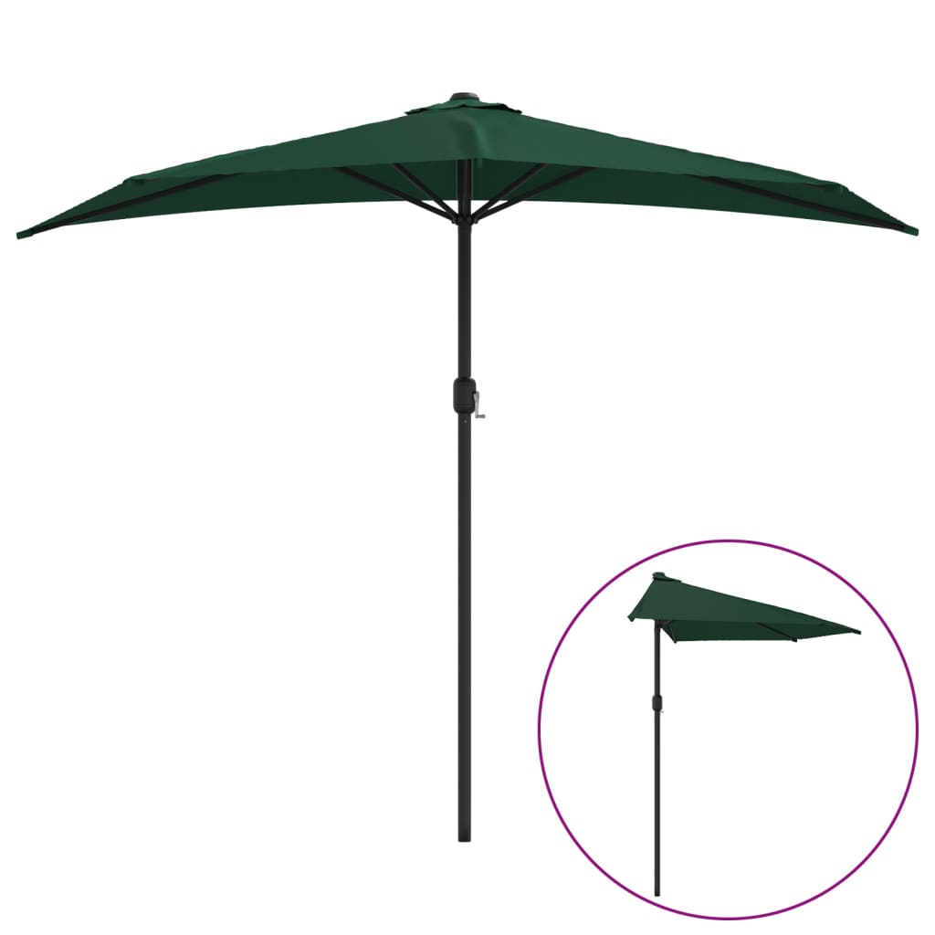 Balkonparasol half met aluminium paal 270x144 cm groen is nu te koop bij PeponiXL, paradijselijk wonen!