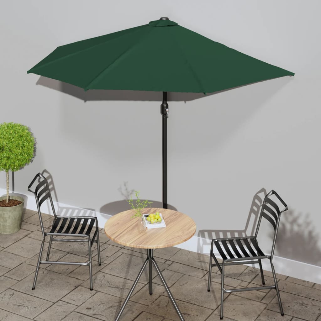 Balkonparasol half met aluminium paal 270x144 cm groen is nu te koop bij PeponiXL, paradijselijk wonen!