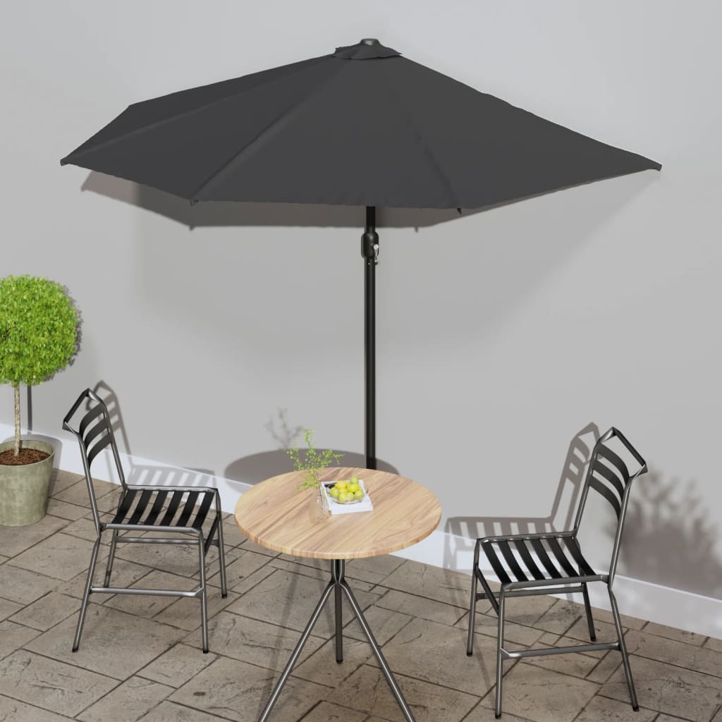 Balkonparasol half met aluminium paal 270x144 cm antraciet is nu te koop bij PeponiXL, paradijselijk wonen!