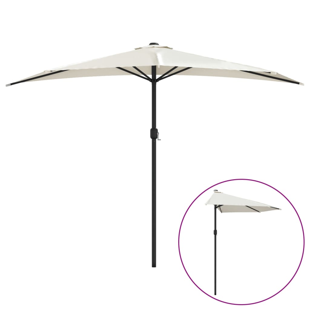 Balkonparasol half met aluminium paal 300x155 cm zandkleurig is nu te koop bij PeponiXL, paradijselijk wonen!